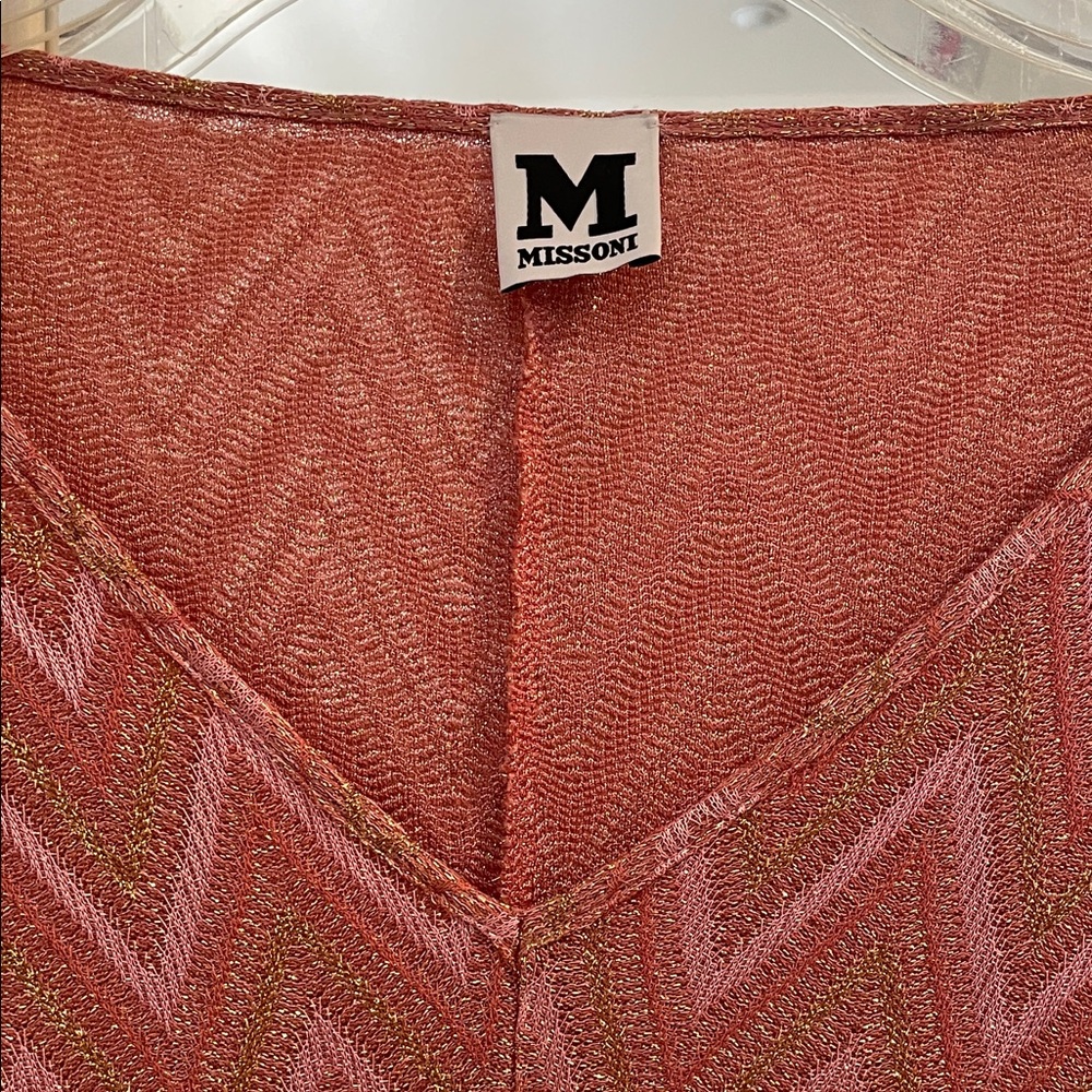 Missoni Rose and Gold Chevron Knit trapeze dress